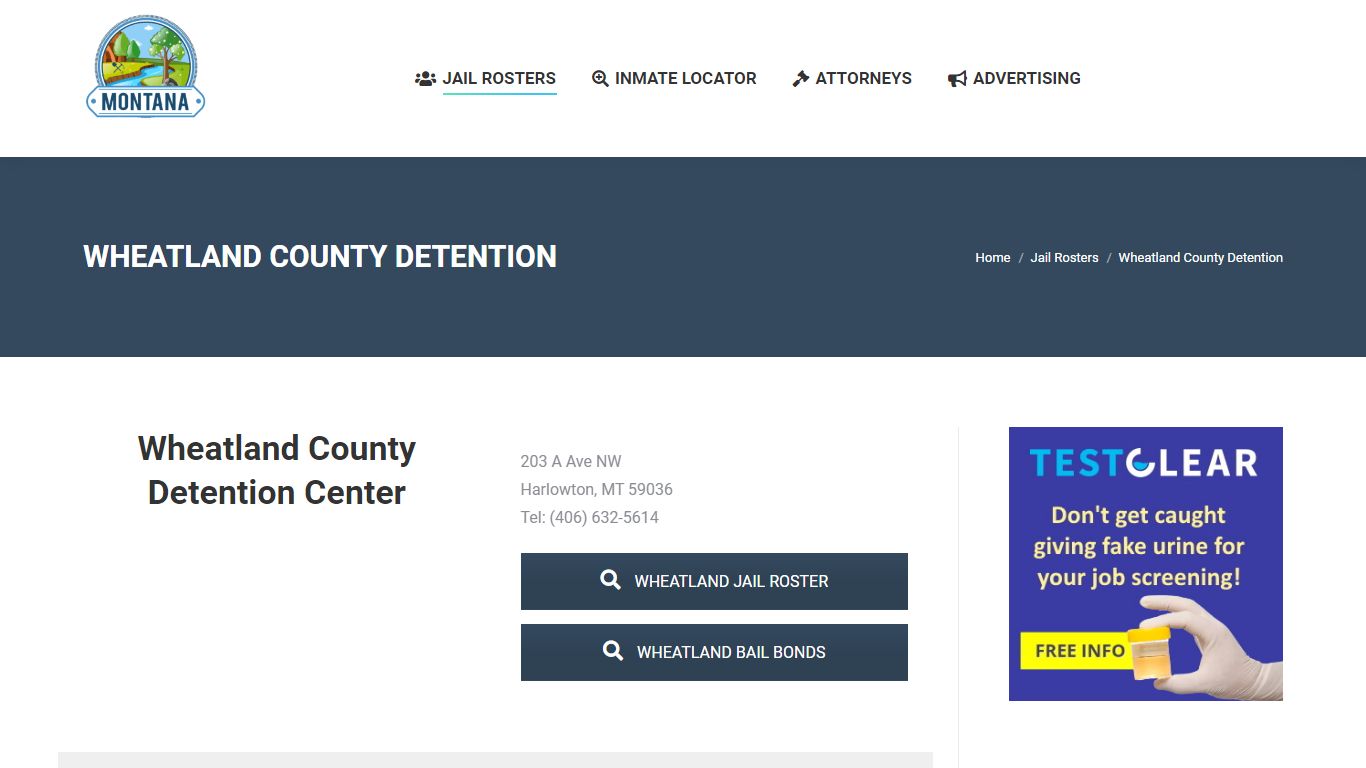 Wheatland County Detention - Montana Jail Roster