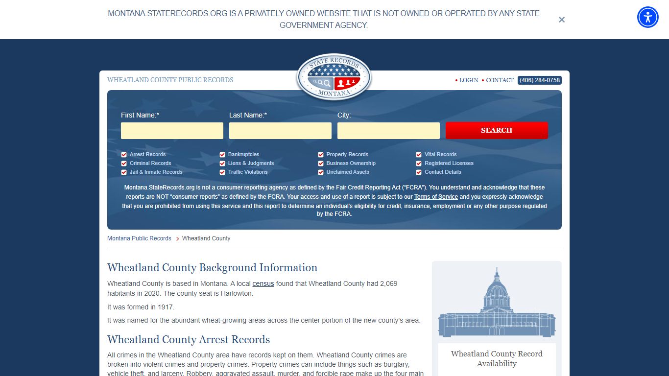 Wheatland County Arrest, Court, and Public Records | StateRecords.org
